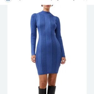 French Connection Mari long sleeve swearer dress in Coastal